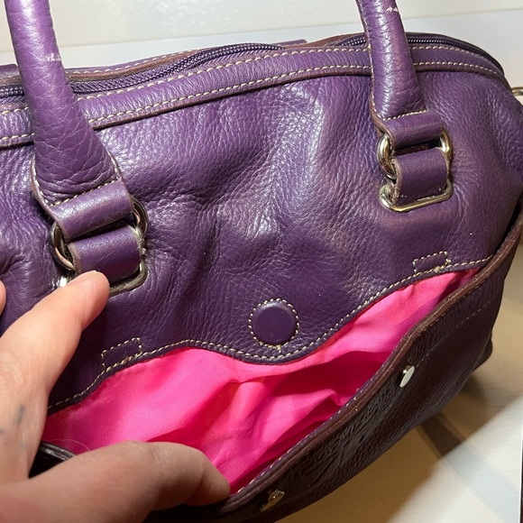 Isaac Mizrahi Purple Pebble Leather Convertible Crossbody or Double Handle Bag - Picture 4 of 11